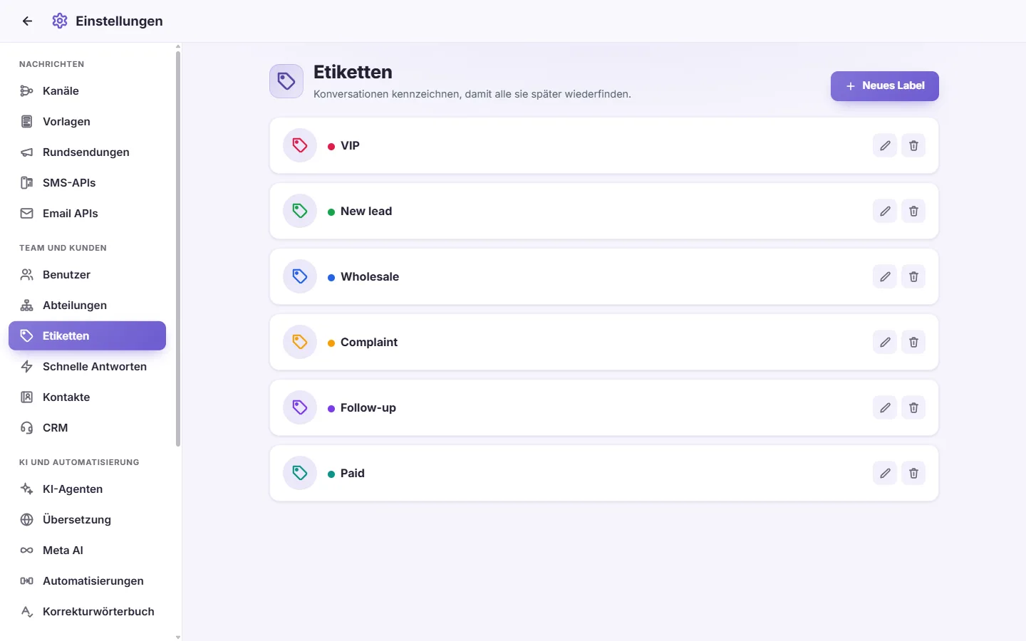 To delete a label: "Delete" marked on the screen in SyBox