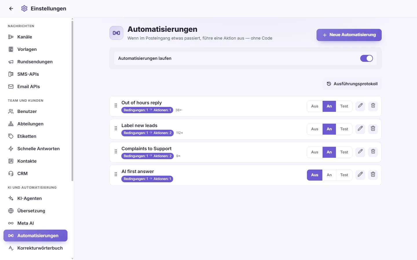 To delete an automation: "Delete" marked on the screen in SyBox