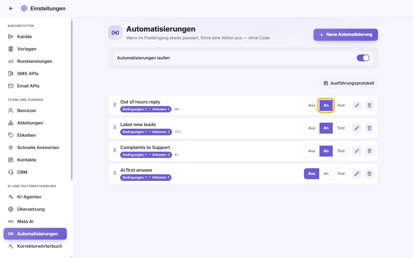 To switch an automation on or off quickly: "On" marked on the screen in SyBox