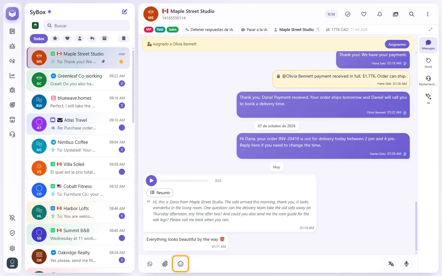The emoji button next to the message box
