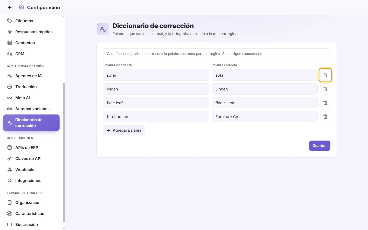 To remove a correction: "Remove" marked on the screen in SyBox