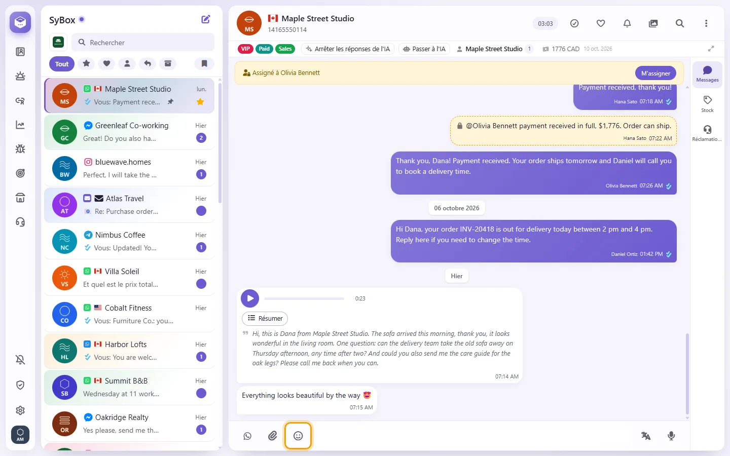 The emoji button next to the message box