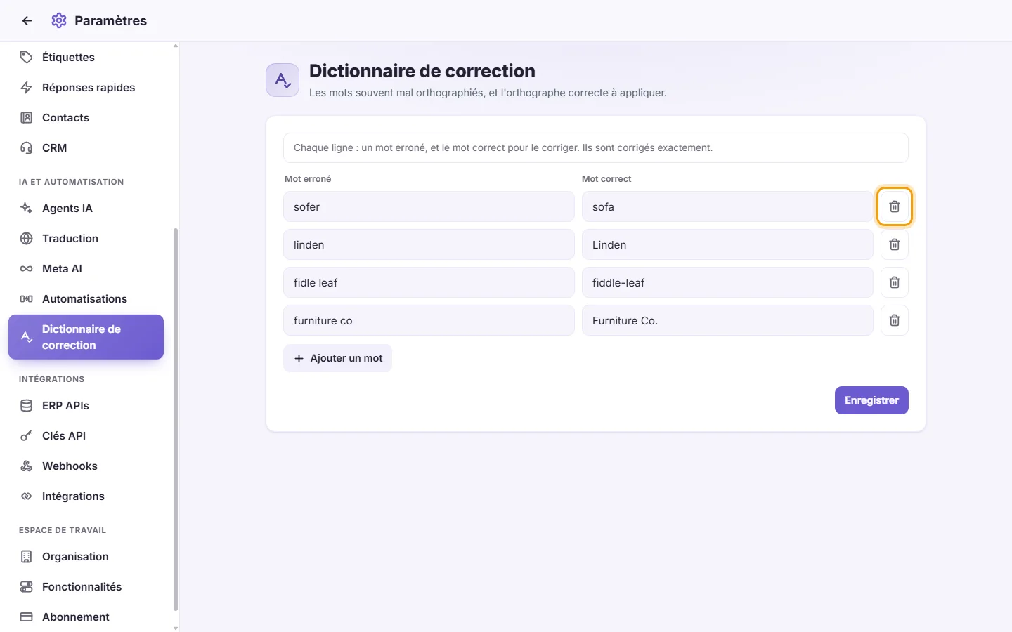 To remove a correction: "Remove" marked on the screen in SyBox