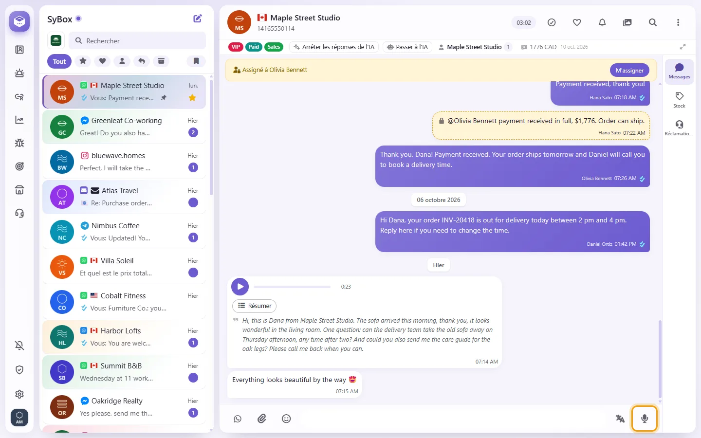 The microphone button that records a voice note