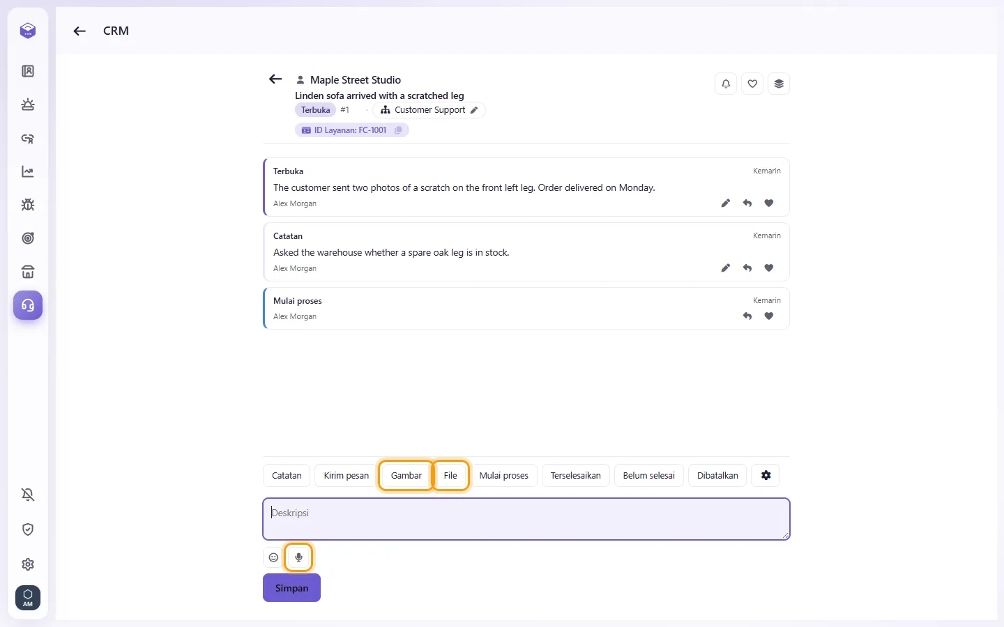 An open case: "Image", "File" and the microphone for a voice note