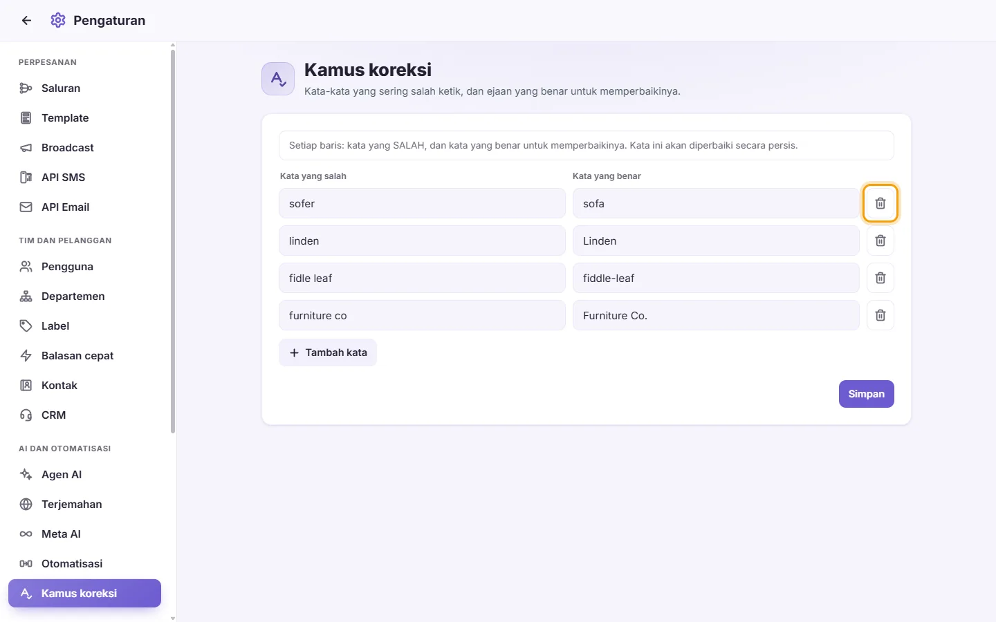 To remove a correction: "Remove" marked on the screen in SyBox