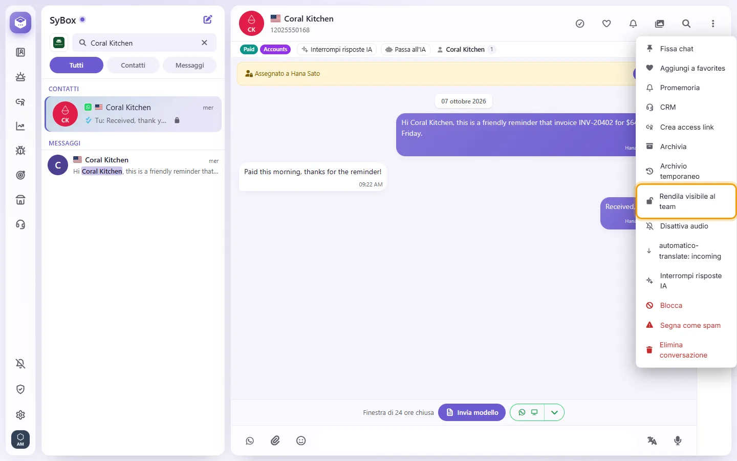 To give it back to the team: "Make visible to the team" marked on the screen in SyBox