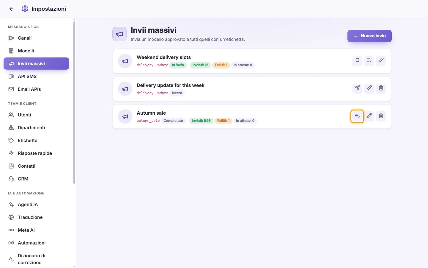Settings, Broadcasts: the Results button on a finished broadcast