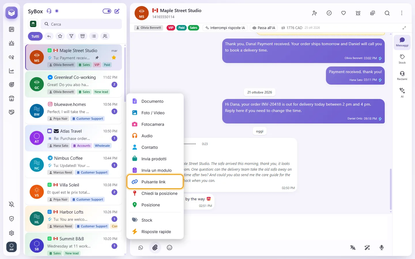 The paperclip menu: "Link button"