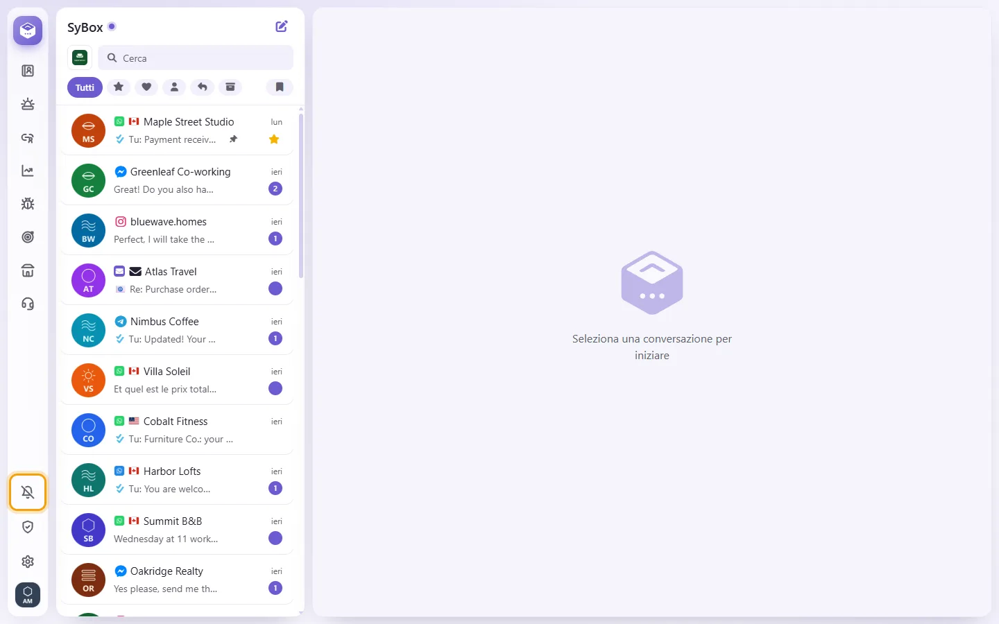 To turn on notifications: the screen in SyBox, with the control the first step uses marked