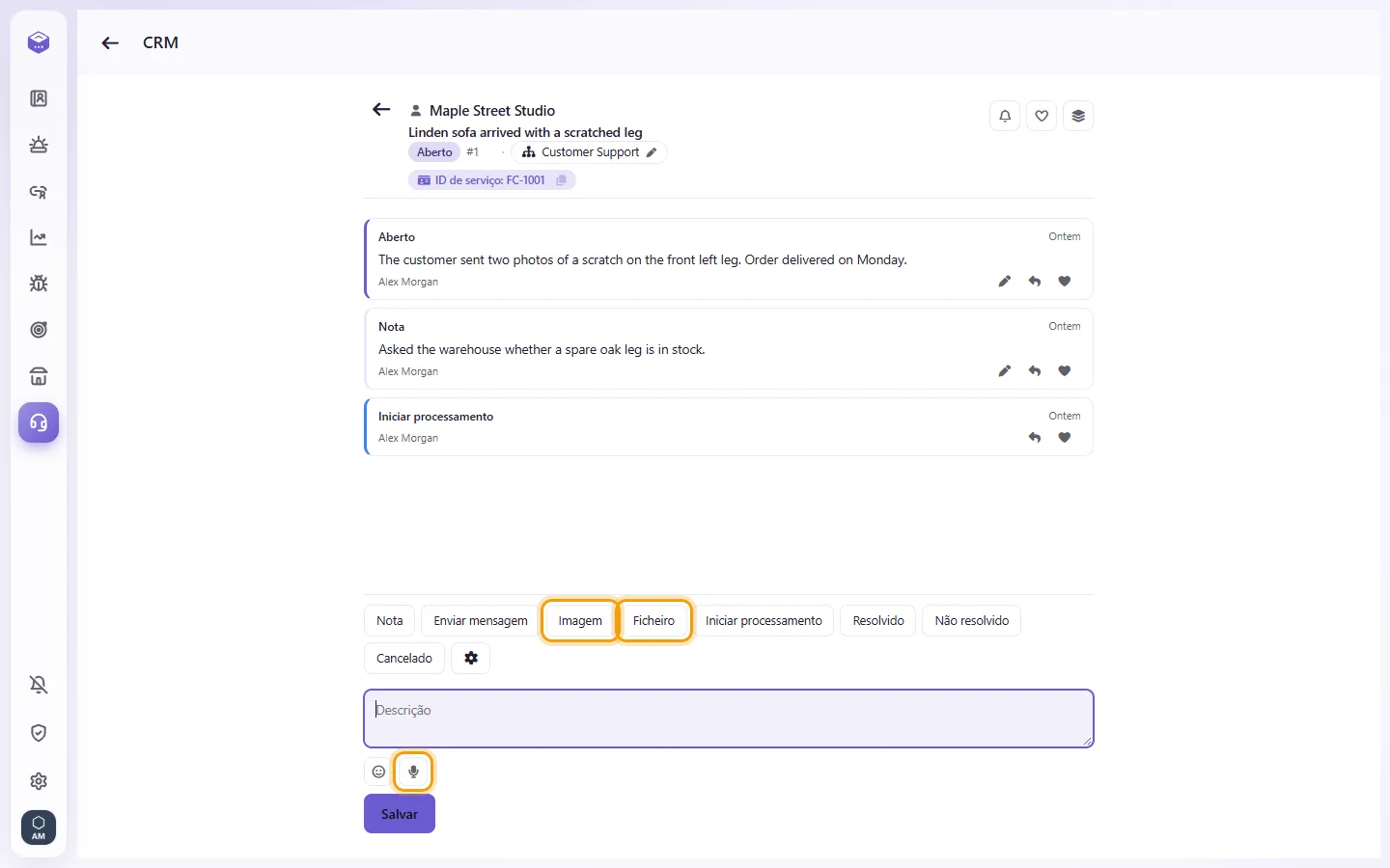 An open case: "Image", "File" and the microphone for a voice note
