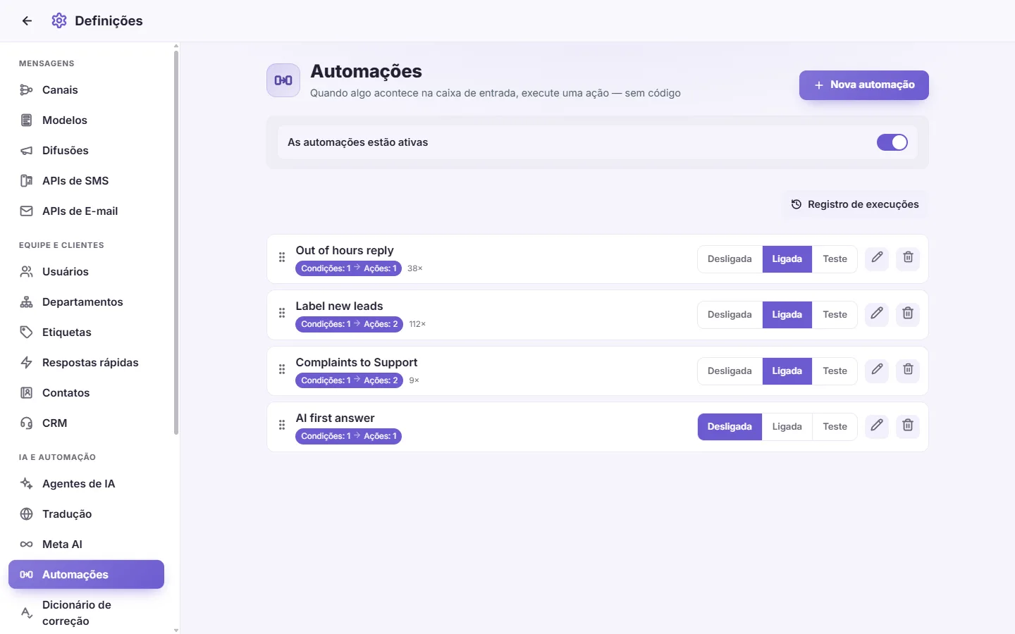 To delete an automation: "Delete" marked on the screen in SyBox