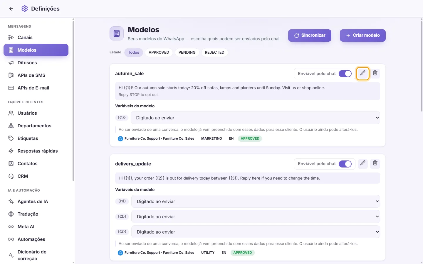 To edit a template: "Edit" marked on the screen in SyBox