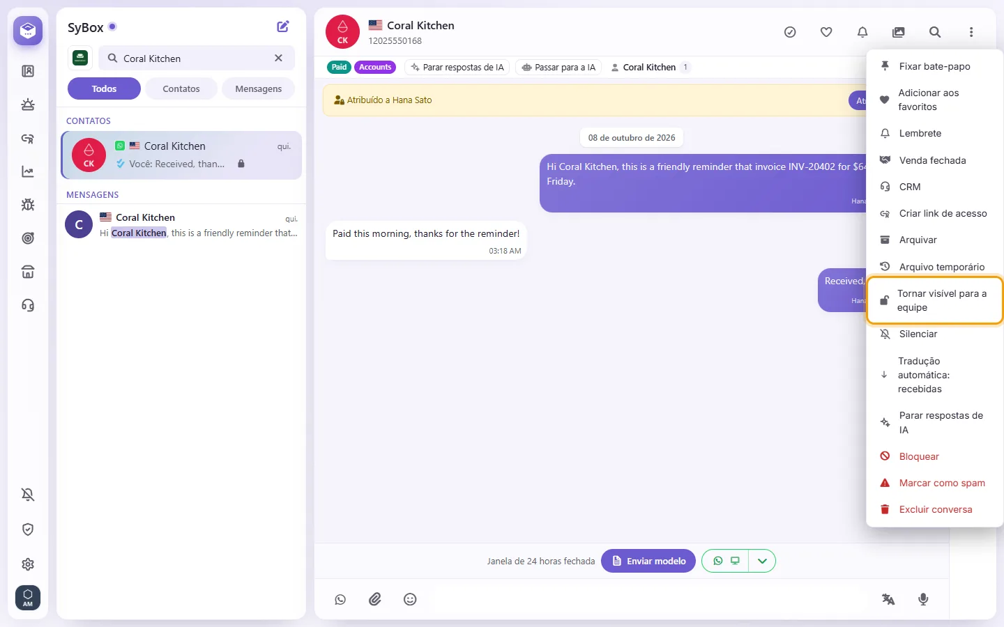 To give it back to the team: "Make visible to the team" marked on the screen in SyBox