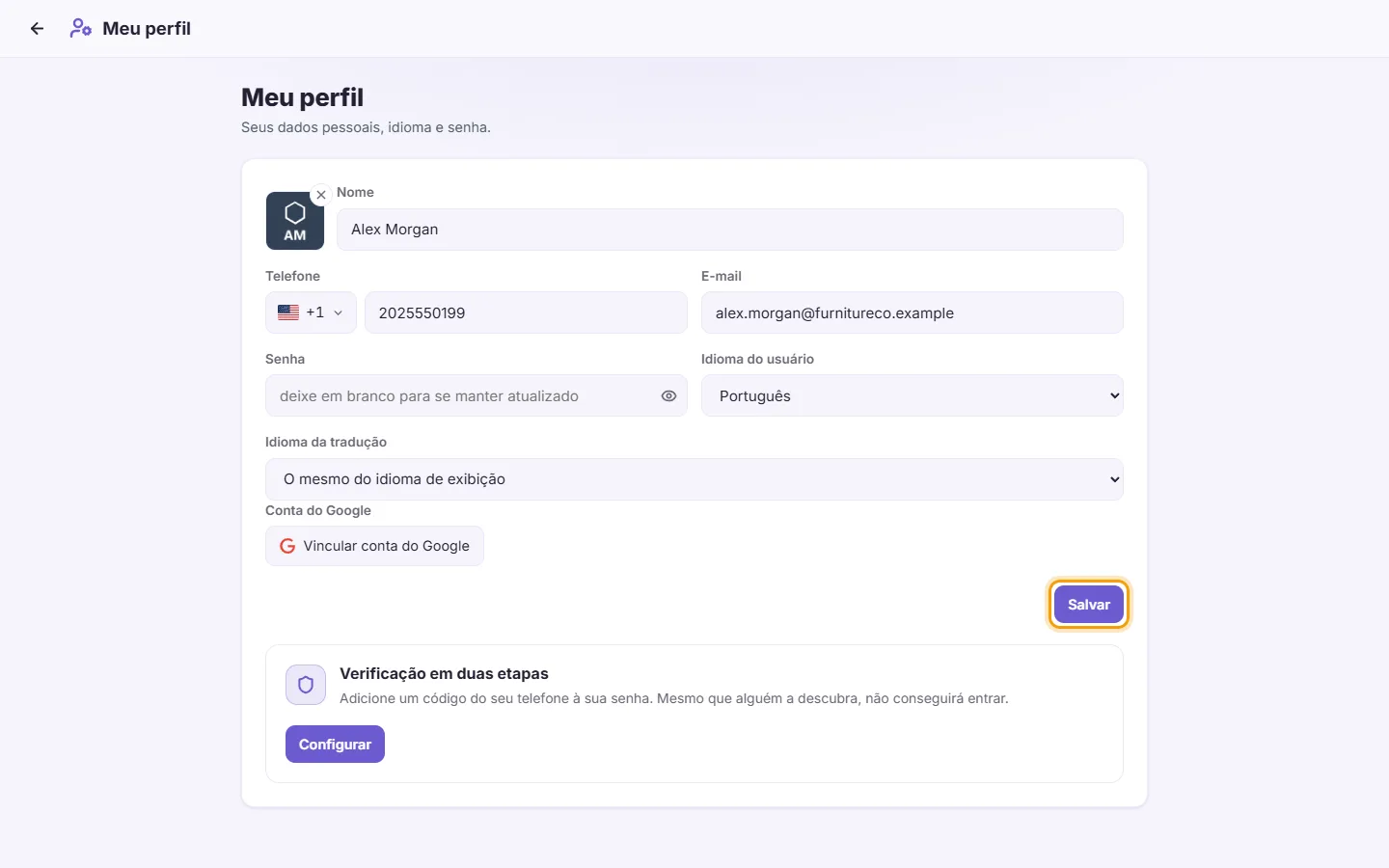 My profile: the Save button