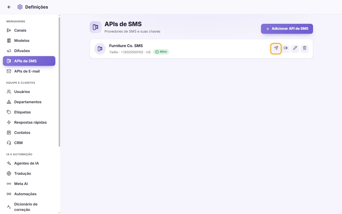 To send a test SMS: "Send test SMS" marked on the screen in SyBox