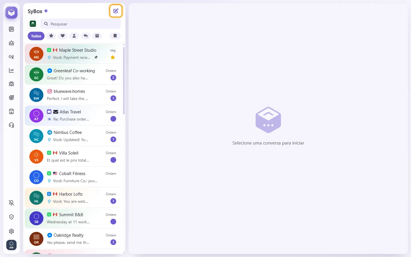 The New chat button (the pen) at the top of the conversation list