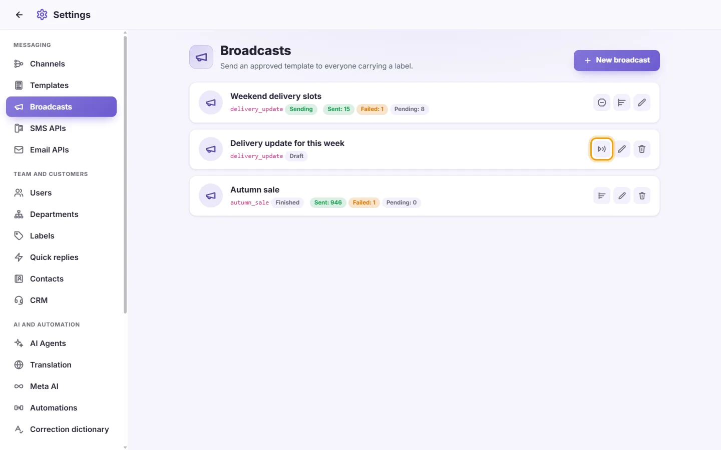To start sending: "Start sending" marked on the screen in SyBox