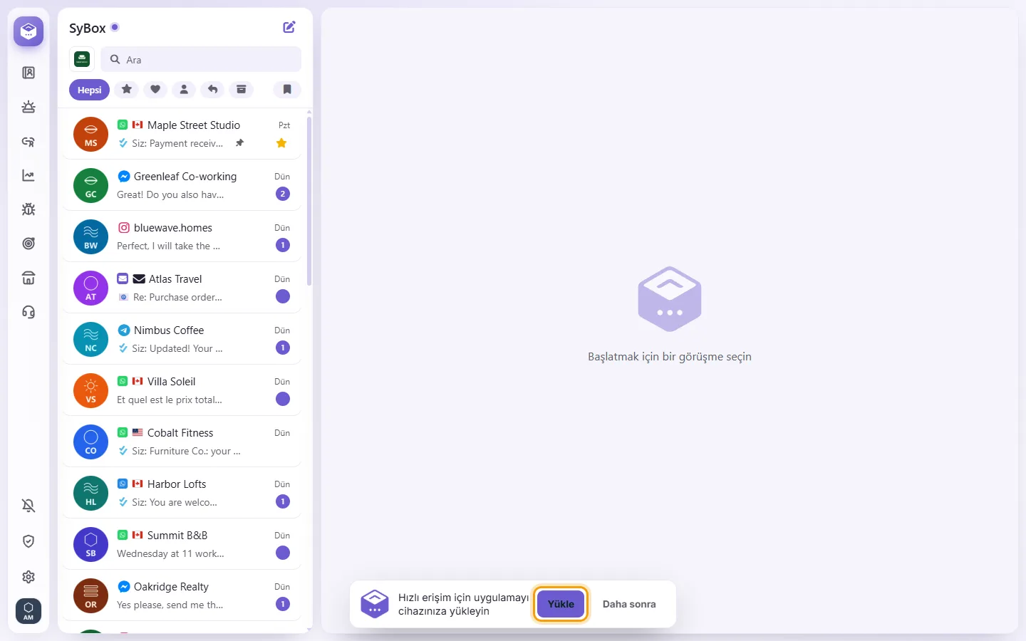 The banner "Install the app on your device for quick access" with its Install button