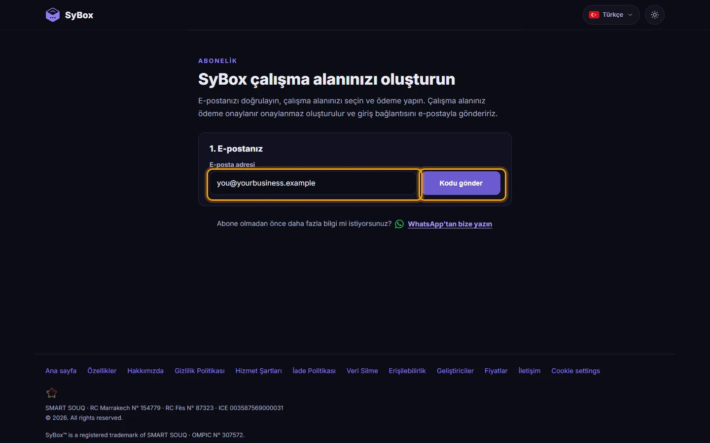 The Subscribe page: your email address and "Send code"