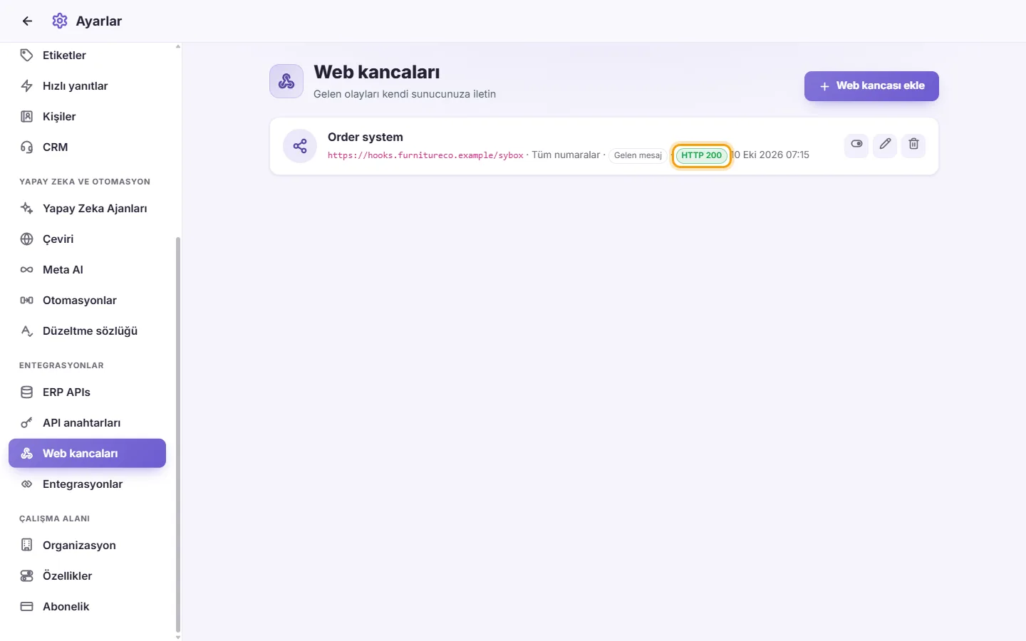 To test a webhook: "HTTP 200" marked on the screen in SyBox